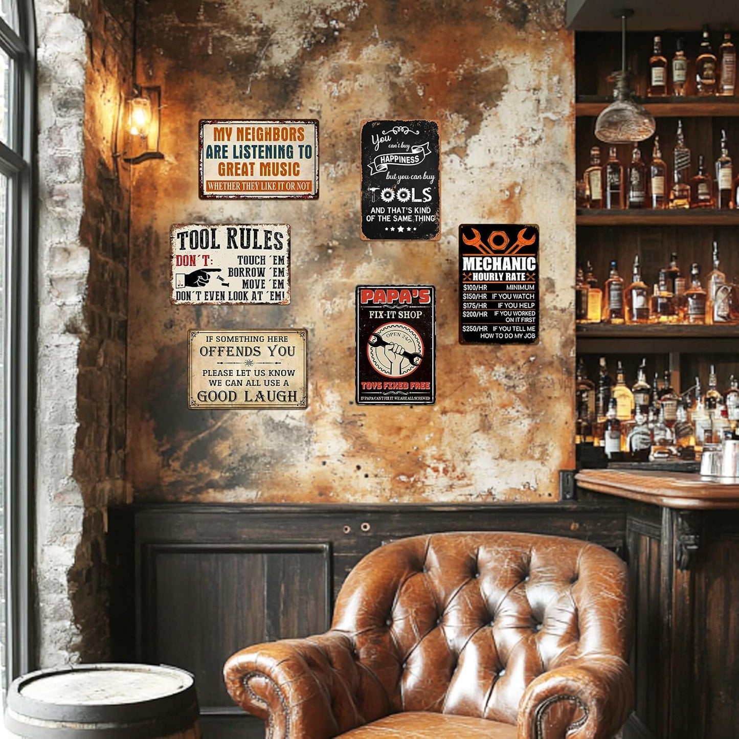 Man Cave Signs Garage Decor Vintage Music Wall Art for Game Room Patio Home Bar - Funny Garage Accessories for Men My Neighbors Are Listening To Great Music Metal Sign Gifts 8x12 Inch