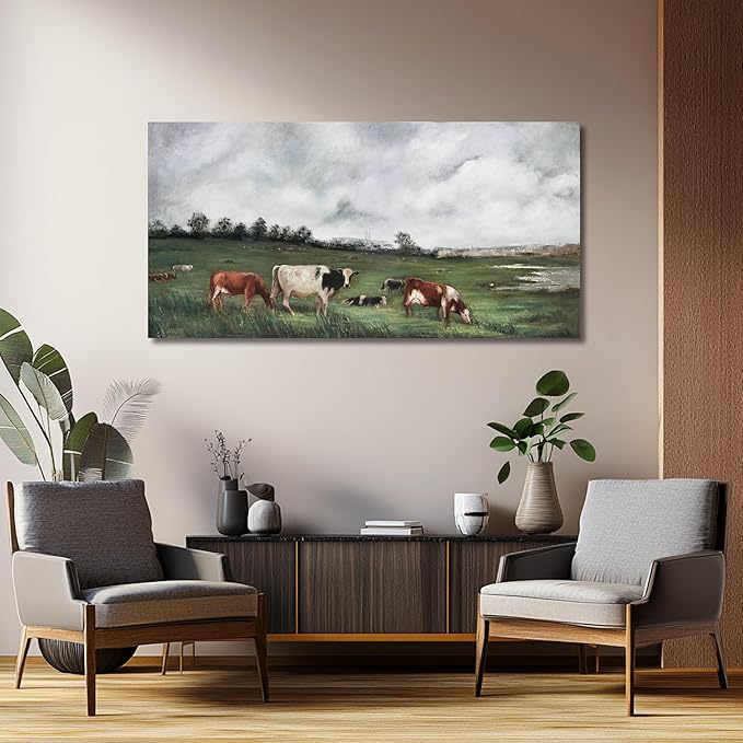 Belmrxne Landscape Wall Art White and Green Wall Decor Moden Animal Aesthetic Canvas Prints Moden Artwork for Living Room Bedroom Dining Room kitchen Hallway Office Home Decor 24×48 Inches