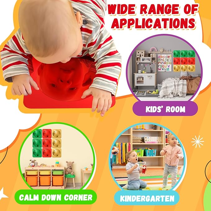Geiserailie 9 Pcs Sensory Wall Mirror Acrylic Bubble Mirror Toys for Calming Corner Items - Sensory Room Have Visual, Tactile Stimulation (6 x 6 Inch,Red,Yellow,Green)