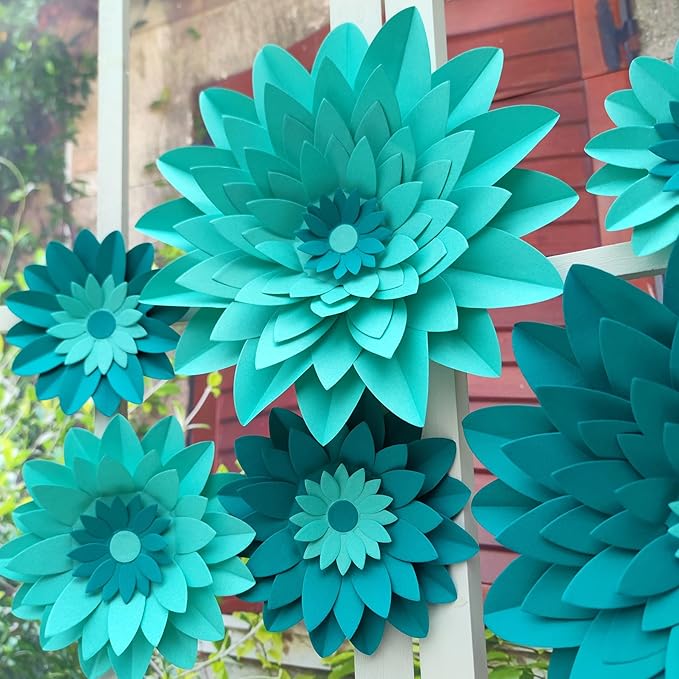 Teal Turquoise Aqua Paper Flower for Floral Wedding Centerpiece Backdrop Hanging Decor Birthday Centerpieces Baby Bridal Shower Pack of 6