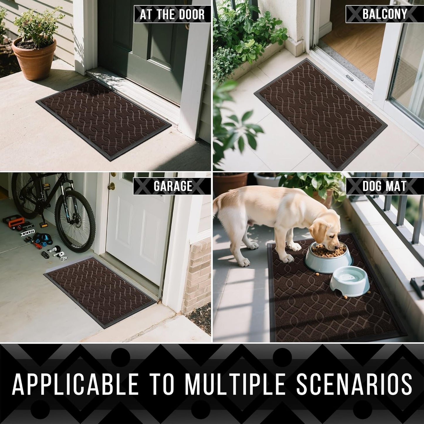 Yimobra Front Door Mat Outdoor Indoor 29.5x17, All-Season, All-Weather, Heavy Duty Welcome Door Mats Outside Entrance, Non Slip Porch Patio Entrance Mat, Coffee