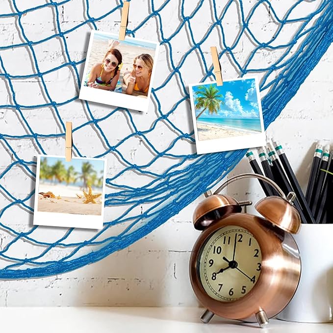 2 PCS Fish Net Decorations, 80 x 40 Inch, Ocean Themed Party Decor Beach, Nautical Wall Hanging Fishing Net for Coastal Bedroom, Bathroom, or Under The Sea Party Decorations