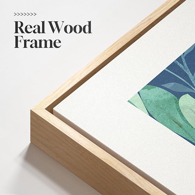 Framed Green Botanical Wall Art Set of 4, Pastel Green Leaf Canvas Wall Art Prints, Square Modern Plant Illustration Wall Decor for Dining Room Bedroom Bathroom, 12x12 Inches
