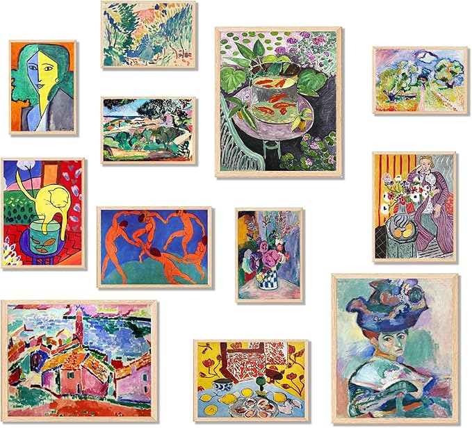 KBKBART Matisse Wall Art Prints Set of 12, Matisse Eclectic Wall Decor, Colorful Abstract Painting Wall Decor Aesthetic, Minimalist Vintage Gallery Canvas Paintings, Eclectic Home Decor, Unframed