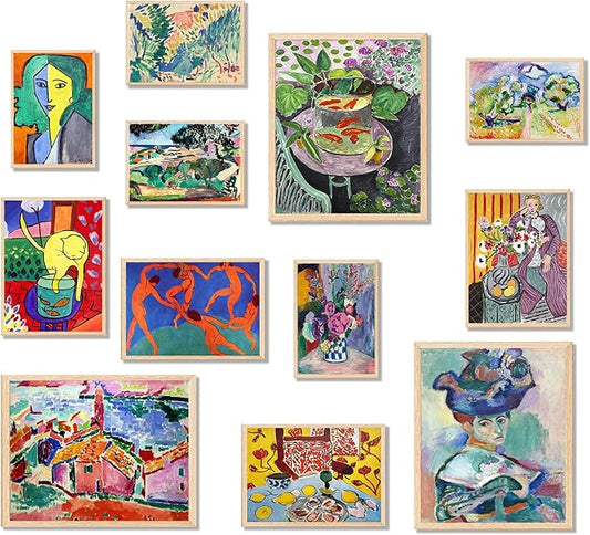 KBKBART Matisse Wall Art Prints Set of 12, Matisse Eclectic Wall Decor, Colorful Abstract Painting Wall Decor Aesthetic, Minimalist Vintage Gallery Canvas Paintings, Eclectic Home Decor, Unframed