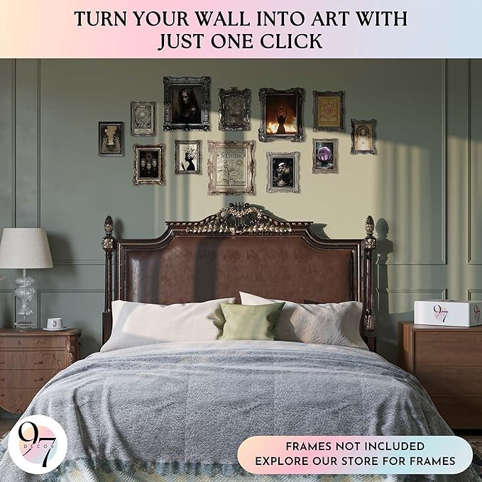 97 Decor Witchy Room Decor Aesthetic - Vintage Gothic Decorations For Bedroom, Horror Goth Room Aesthetic, Halloween Witchy Wall Art Prints, Creepy Dark Witch Posters Spooky Wall Decor (Unframed)