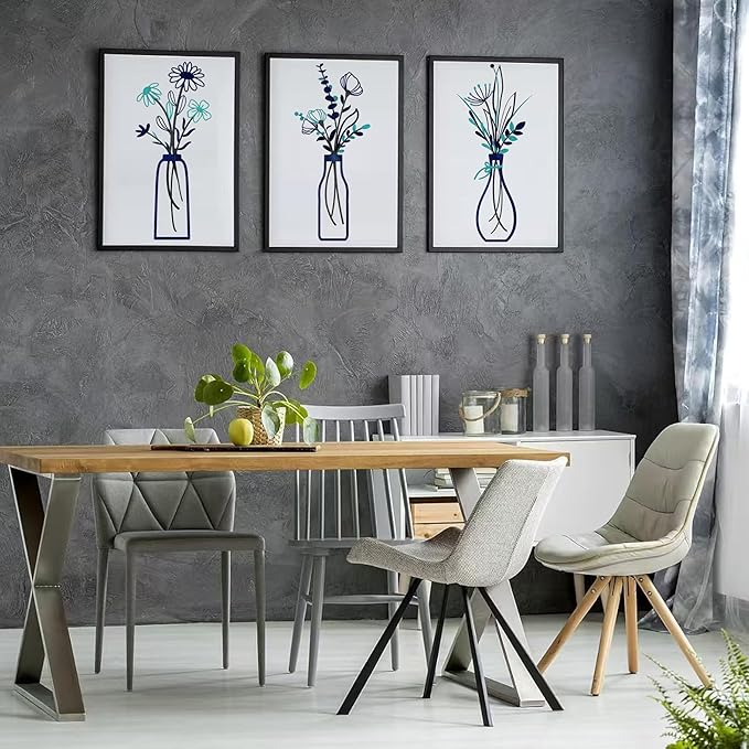 Nonforgetta Metal Flower Wall Art Set of 3 – Minimalist Farmhouse Vase Wall Decor, 3D Metal Sculpture for Living Room, Bathroom, Bedroom & Dining Room – Housewarming Gift