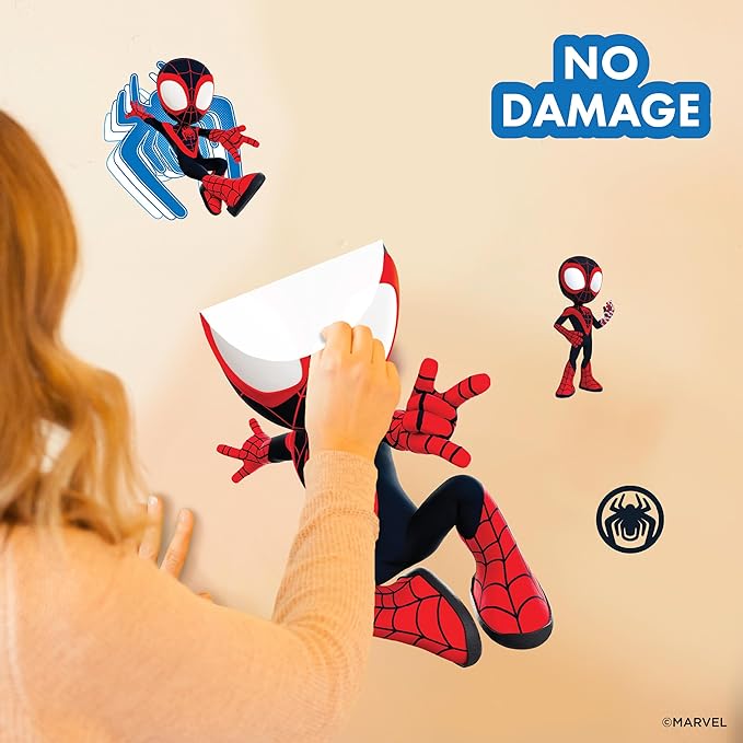 Marvel Spidey and His Amazing Friends Miles Morales Wall Decal - 20" Spin Vinyl Stickers for Bedroom Bathroom Decor - Spider-Man Peel and Stick Room Decorations