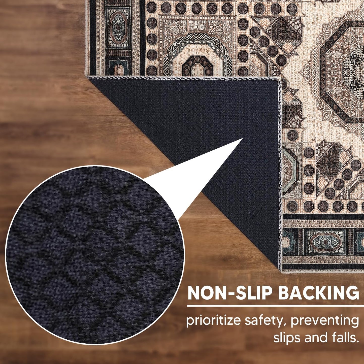 Keen Home Design 2x12 Rug - Machine Washable Runner Rug with Non-Slip Backing, Ideal for Hallway, Entryway, Kitchen, Laundry Room - Vintage, Easy Clean, Durable, Low Pile - (2'6" x 12')