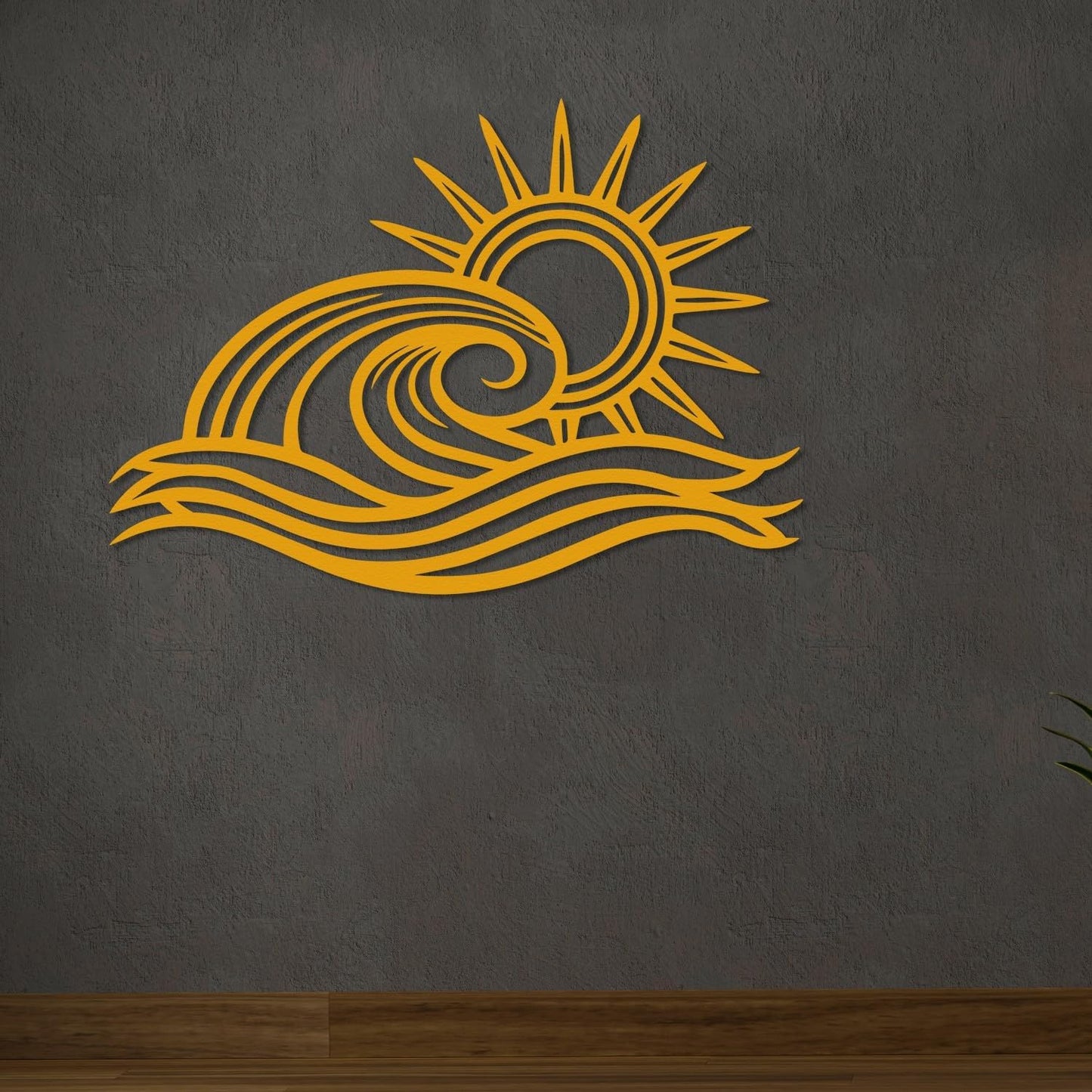 Wita Home Ocean Wave Metal Wall Art, Sun Beach Decor, Coastal Large Wall Sculpture for Home, Indoor/Outdoor Use, Nautical Wall Hanging, Eye-Catching Addition to Living Room (Red, 32 x 19 inches)