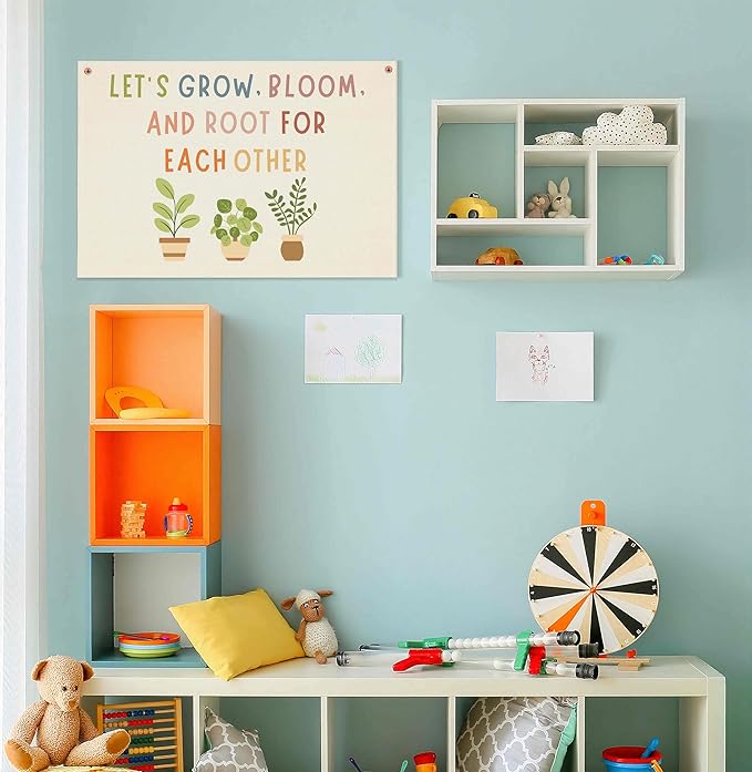 Boho Positive Classroom Decor-Affirmations Education Wall Banner Decor Gifts for Teacher Office-Rectangular Flag Wall Art-Christmas Gift-Let's Grow Bloom And Root for Each Other