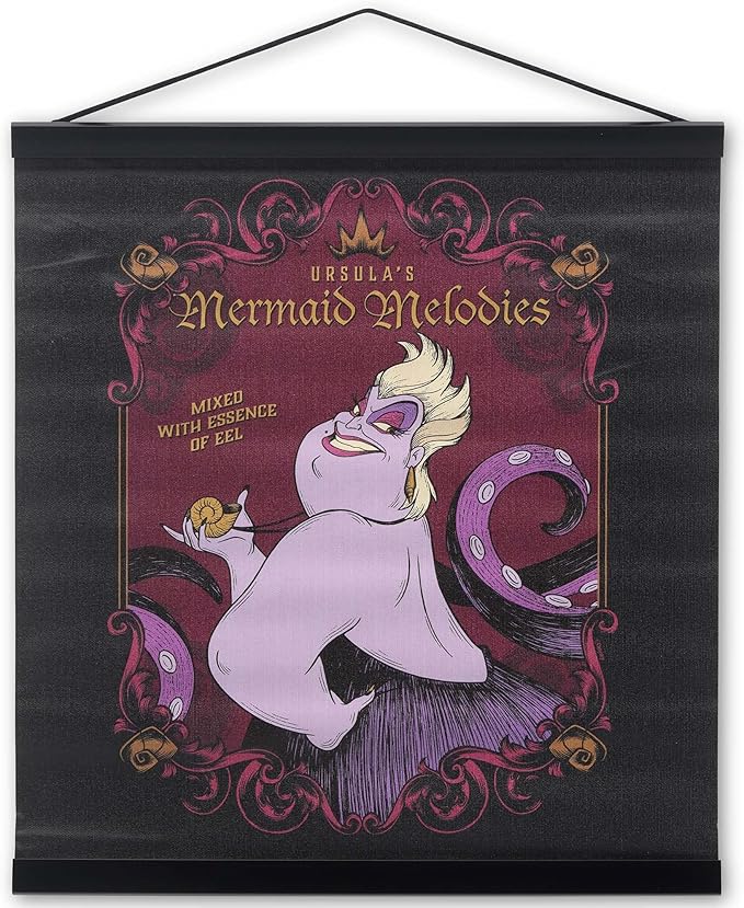 Open Road Brands Disney Villains Ursula Mermaid Melodies Hanging Canvas Banner - Fun Ursula Wall Decor for Movie Room or Bedroom