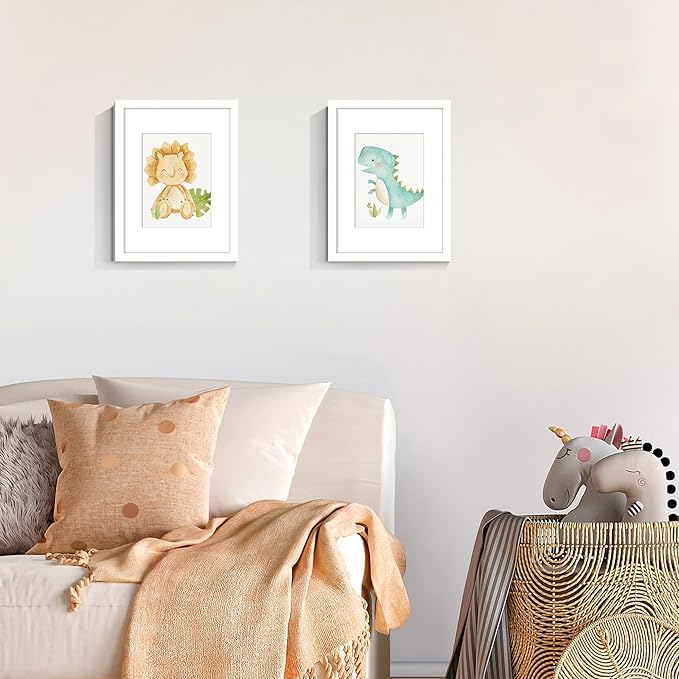 upsimples 9x12 Picture Frame Set of 5, Display Pictures 6x8 with Mat or 9 x 12 Without, Wall Gallery Photo Frames, White