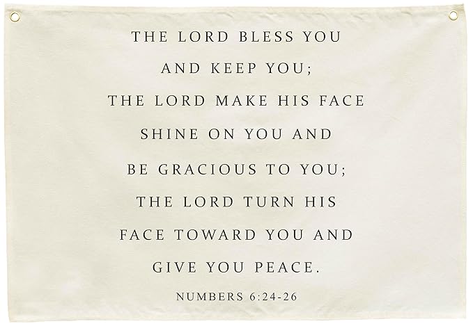 Rectangular Christian Bible Verse Scripture Canvas Banner Wall Decor Flag Sign for Baby Girl Kids,Nursery Bedroom Nursery Wall Decor,Baby Shower Baptism Christmas Gift-The Lord Bless You