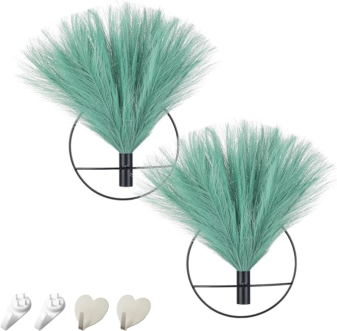 Pretty Jolly Boho Wall Art, Hanging Artificial Pampas Display, Living Room, Bedroom, Bathroom, Dining Room, Plant Wall Decor 2 Pack