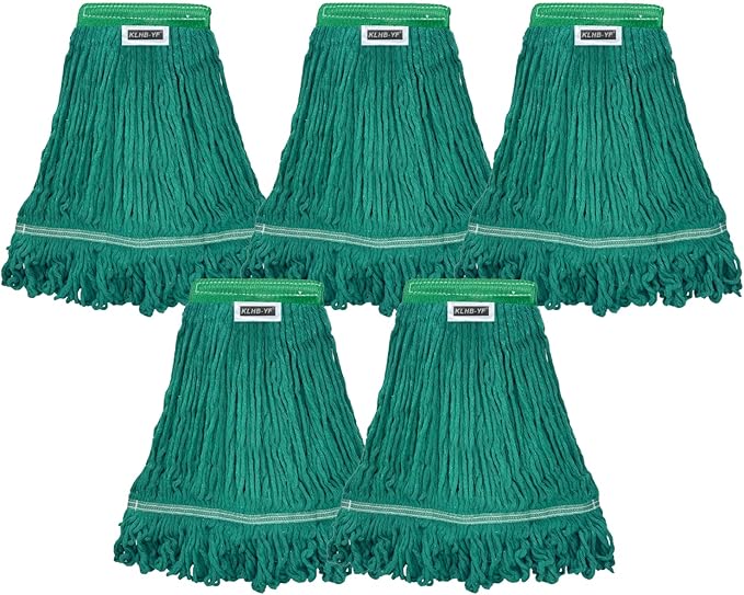 Heavy Duty Wet Industrial Cleaning Mop Head – 21 oz Green mop Head Replacement Cotton Washable Industrial mop Heads Heavy Duty for Commercial & Home Cleaning（Green）