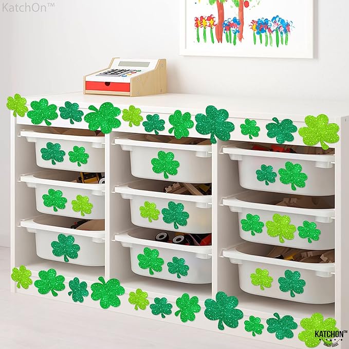 KatchOn, Glitter Shamrock Cutouts for Shamrock Decorations - Pack of 45 | St Patricks Day Cutouts | St Patricks Day Decorations, St Patricks Day Bulletin Board Decorations, Saint Patricks Day Decor