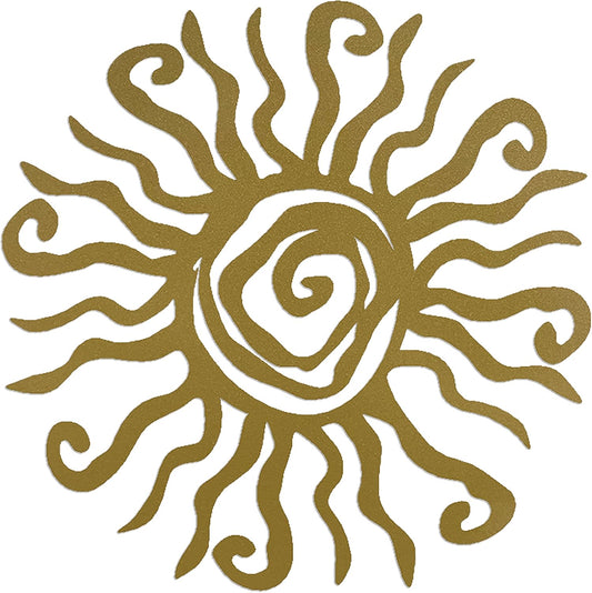 Riverside Designs Wacky Sun Metal Wall Art Indoor/Outdoor Decor - 18" Gold Rust Proof Wall Sculpture - Made in USA - Ideal for Bedroom, Garden, Home, Patio and Farmhouse