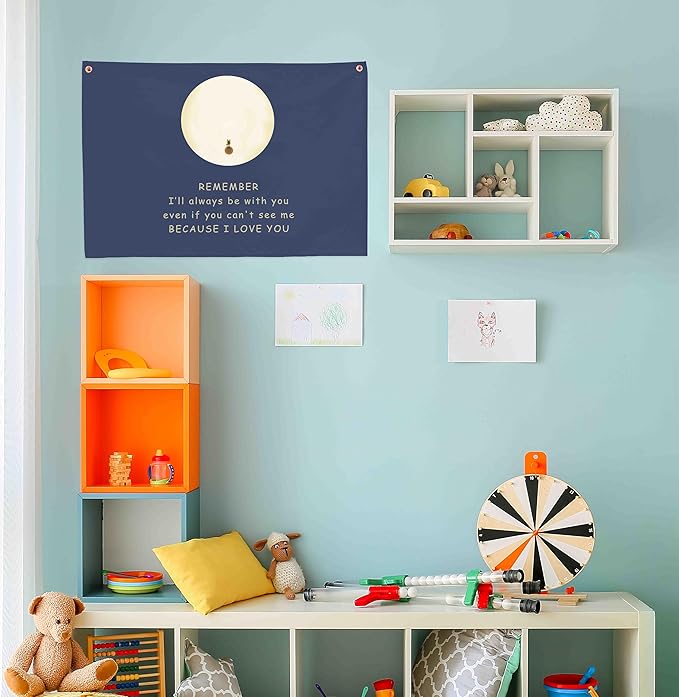 Nursery Wall Decor-Rectangular Banner Flag Poster Wall Art for Nursery Bedroom Reading Room Playroom Decoration,Baby Shower Birthday Christmas Gift-Remember,I'll Always Be With You-Baby Growth Stuff