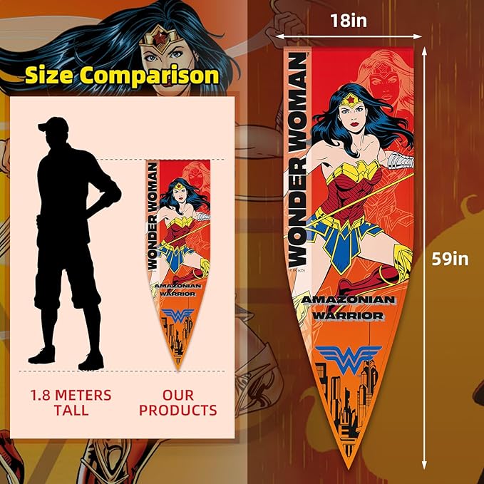 Superhero Banner Flag Backdrop Decor, 18"x59" Hero Themed Pennant Flags for Room Birthday Party Wall Decorations