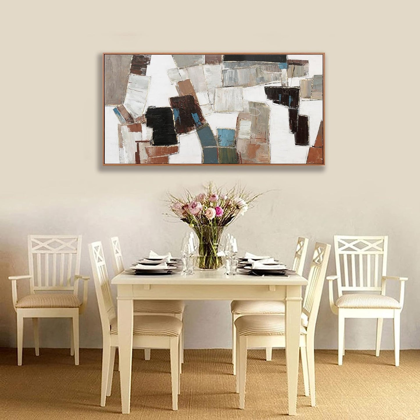 Canvas Wall Art Abstract Wall Decor Painting Minimalist Geometric Line Artwork With Framed For Bedroom Living Room Dining Room Home Office Abstract Modern Minimalism Wall Art 20"x40"