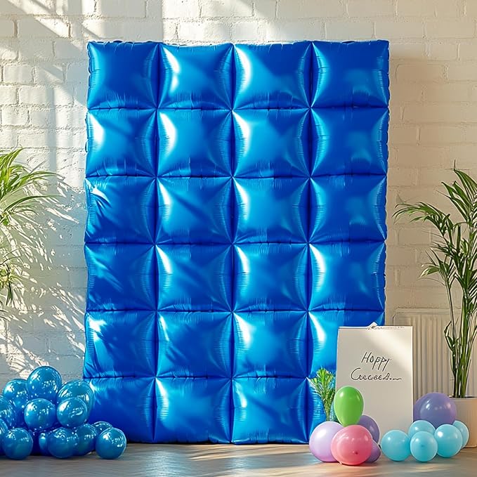 NISOCY 48PCS Blue Square Foil Balloons Wall Backdrop Double Sided Dark Blue Balloons Tunnel Arch Kit for Birthday Baby Shower Graduation Wedding Anniversary Party Decoration