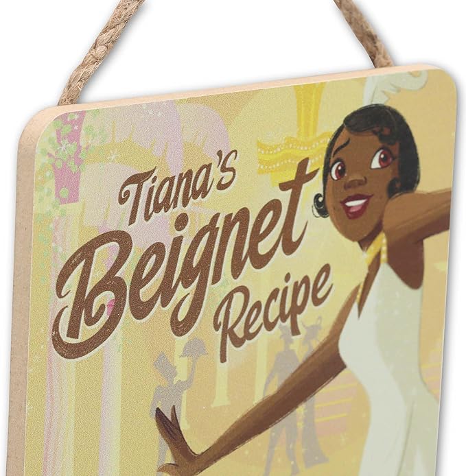 Disney Princess Tiana's Beignet Recipe Hanging Wood Wall Decor - Fun Tiana Sign for Kitchen or Dining Room