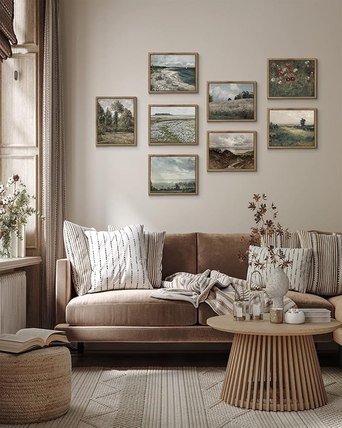 InSimSea Framed Canvas Wall Art, Vintage Decor - Classical Scenery, Vast Grassland Painting - Living Room, Bedroom, Bathroom Wall Decor - 8"x10"