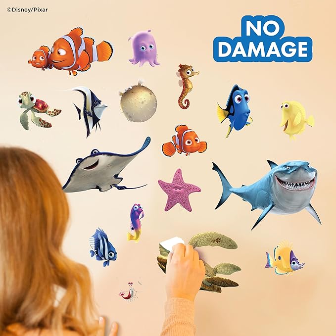 Disney Finding Nemo Wall Decals - Set of 17 Vinyl Stickers for Nursery Bedroom Bathroom - Peel and Stick Room Decorations