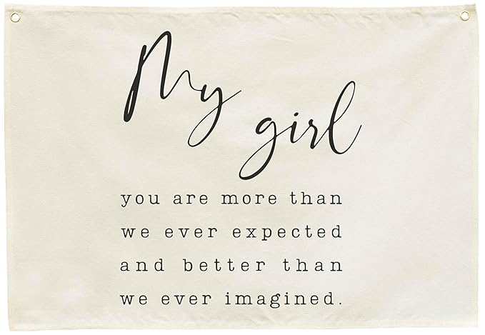 Rectangular Nursery Hanging Canvas Banner Wall Decor-Poster Flag Wall Sign Wall Art for Baby Girl,Nursery Bedroom Playroom Decor-Baby Shower Birthday Christmas Gift-My Girl You Are More Than