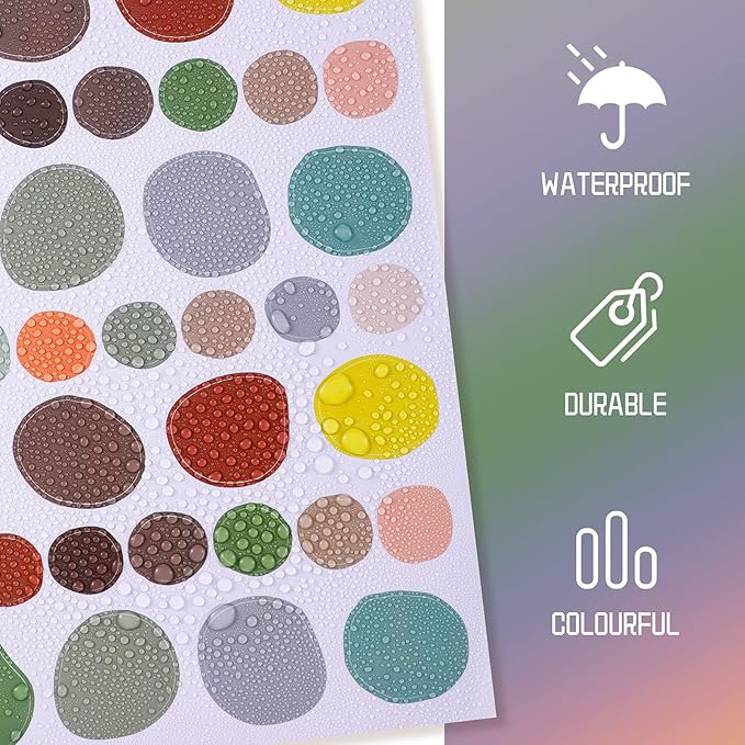 Epakh 296 Pcs Polka Dots Wall Decal Boho Rainbow Kids Playroom Wall Decor Gifts, Colorful Nursery Room Bedroom Classroom Watercolor Decal Art, Peel and Stick Modern Decor Sticker(Dark Colors)