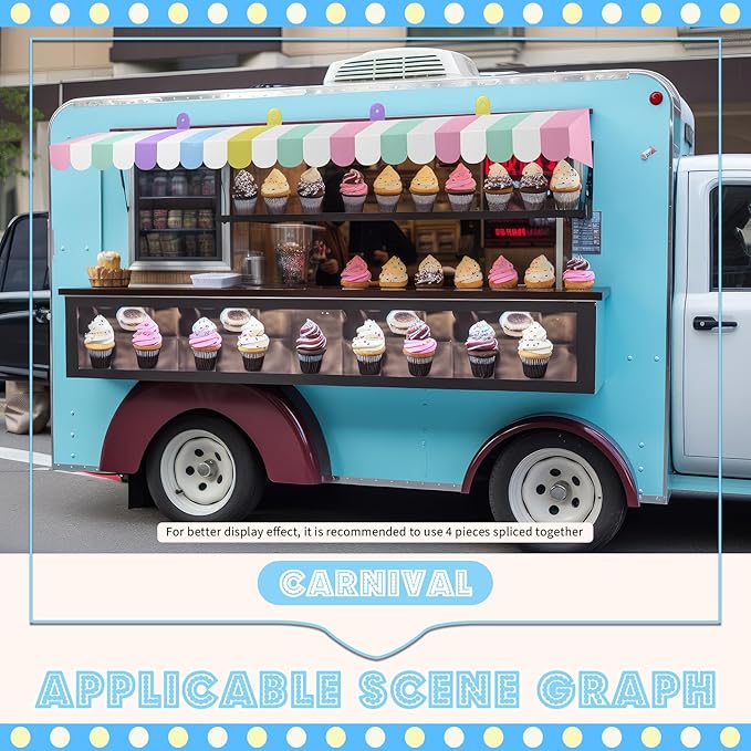 Boao 4 Pack Pastel Circus Awning Decoration Macaron 3D Stripe Cardboard Awning Pastel Wall Decor Colorful Carnival Party Favor for Spring Easter Bakery Ice Cream Truck Bulletin Board