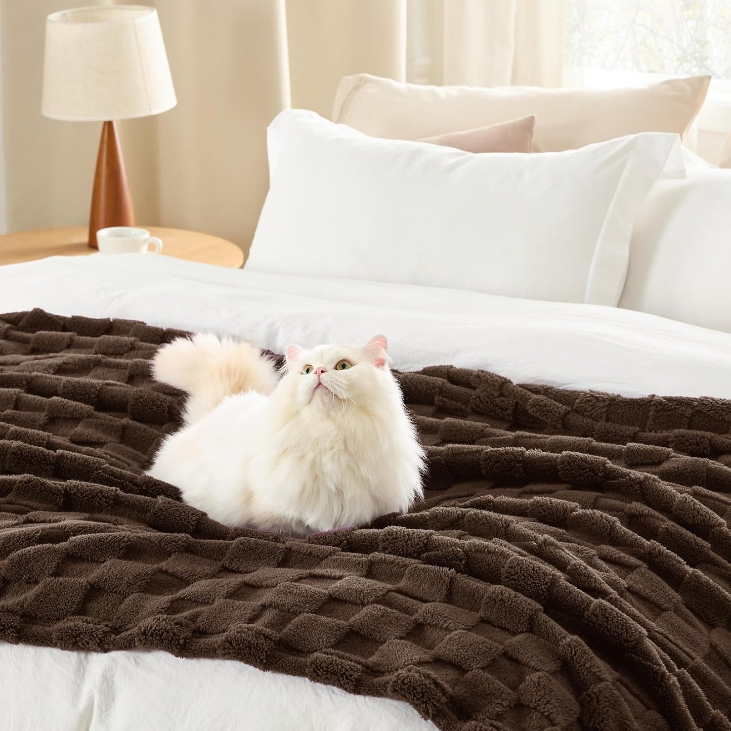 Bedsure GentleSoft Blankets Queen Size for Bed - Super Soft Cozy Blanket for Women Men Girls, Large Fuzzy Fleece Throw for Bedroom Decor, Dark Brown, 90x90 Inches