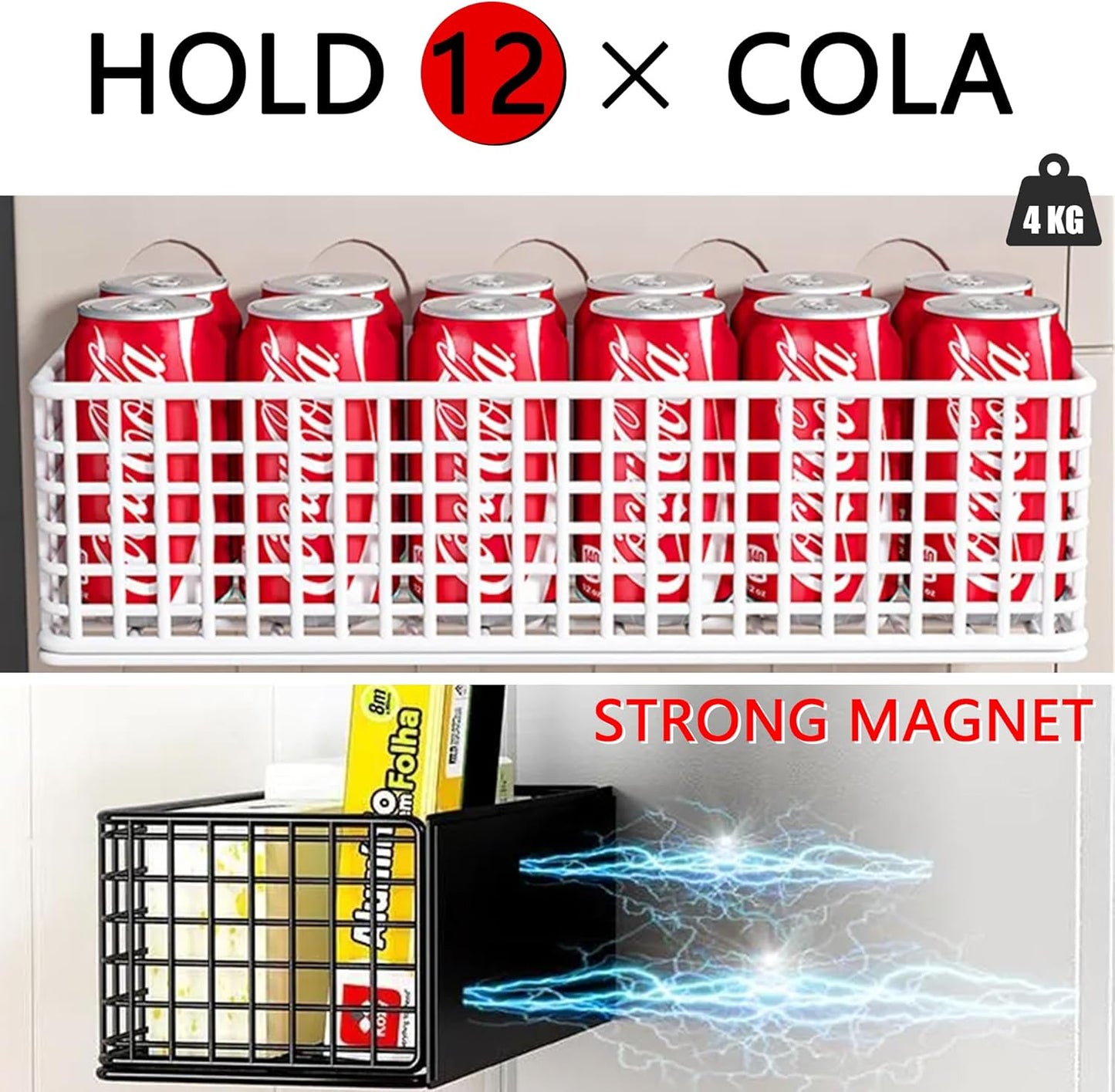 Magnetic Basket Magnetic Fridge Organizer Magnetic Pencil Holder Whiteboard Accessories Home Kitchen Organization (Black-High)