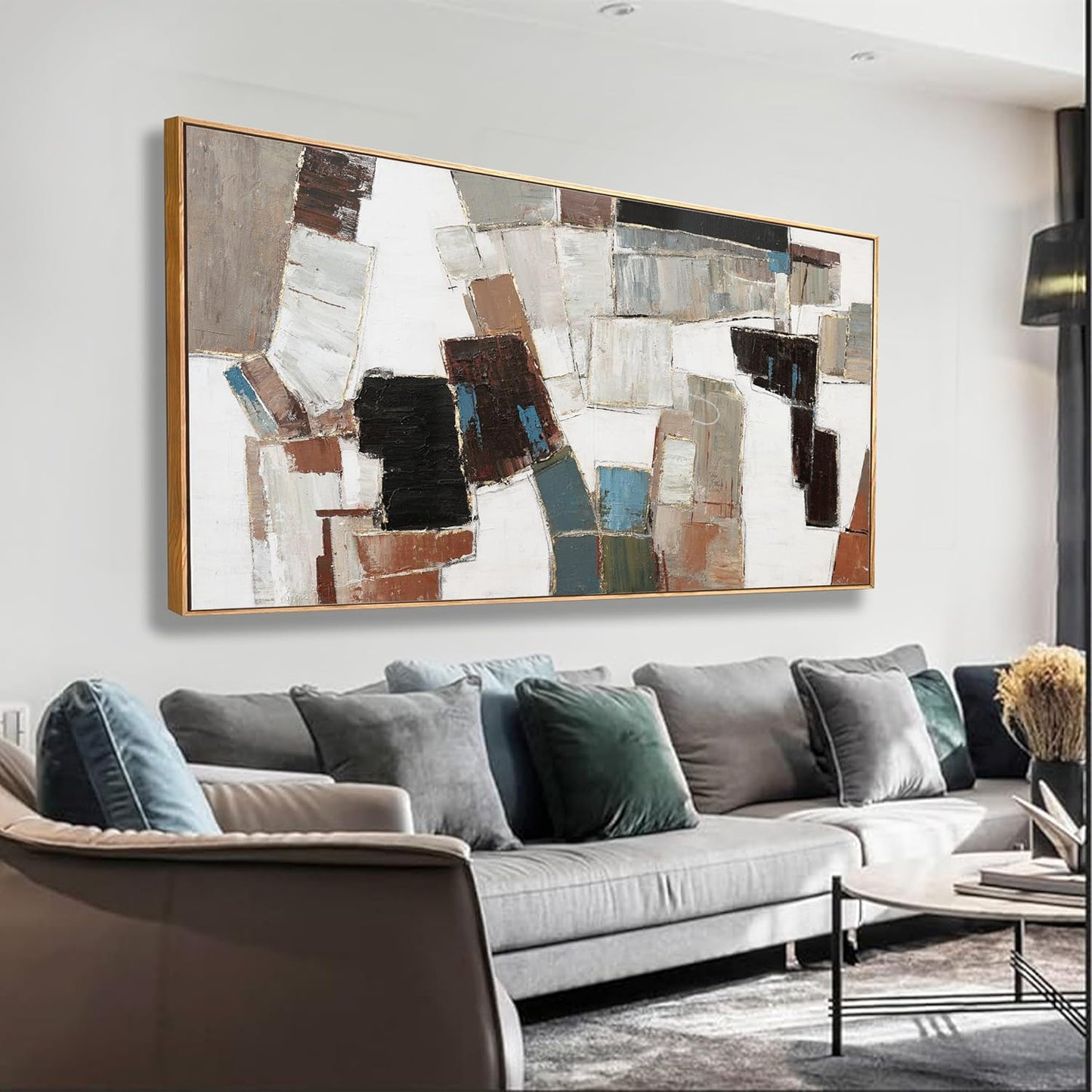 Canvas Wall Art Abstract Wall Decor Painting Minimalist Geometric Line Artwork With Framed For Bedroom Living Room Dining Room Home Office Abstract Modern Minimalism Wall Art 20"x40"