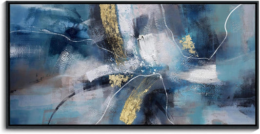 DUNHUANG ART Abstract Gold Oil Painting - Framed Wall Art for Living Room - Nordic Luxury Design Prints for Wall Decor - Ready to Hang - Perfect Home Decor & Gift 30"x60"