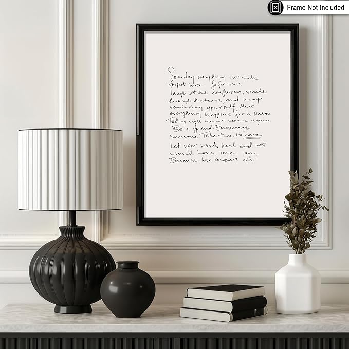 Poster Master Vintage Motivational Poster - Unique Print - Because Love Conquers All, Minimalist, Letter, Aesthetic - Gift for Artist, Friend - Wall Decor for Home, Office, 18x24 Unframed Wall Art