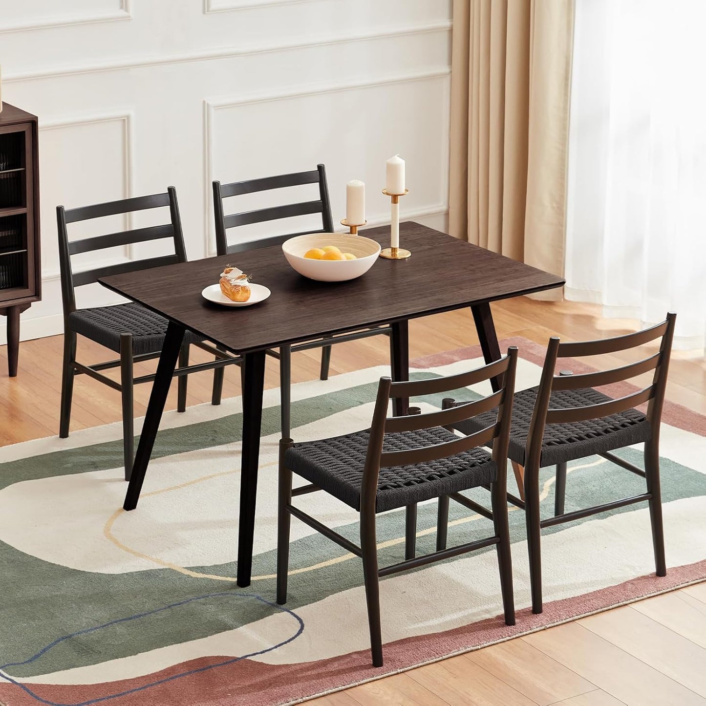 STARY Wood Rattan Dining Room Chairs with Comfortable Woven Seat,Fully-Assembled