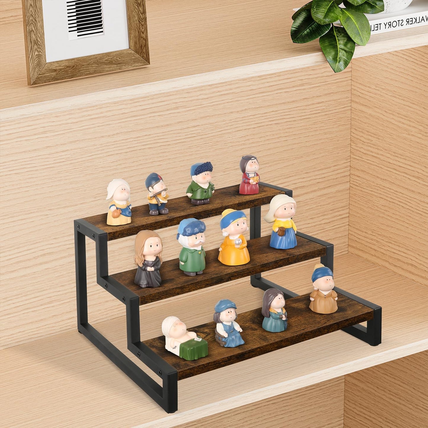 YINMIT Spice Rack Organizer for Countertop, 3 Tier Kitchen Counter Shelf, Wooden Tiered Display Stand Riser Shelf
