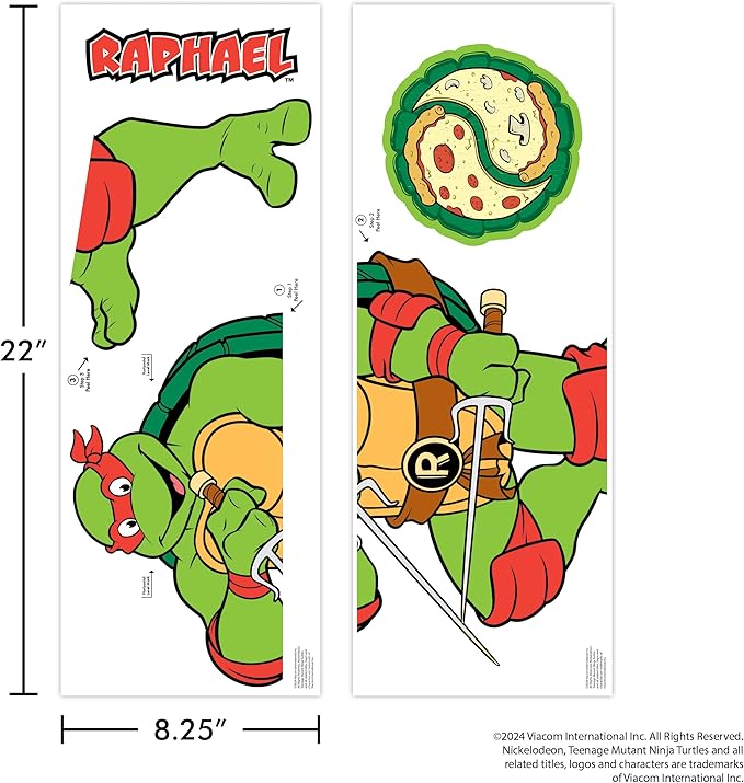 TMNT Teenage Mutant Ninja Turtles Raphael Wall Decal - 21" Raph Red Vinyl Wall Sticker Bedroom Decorations - Peel and Stick Room Decor