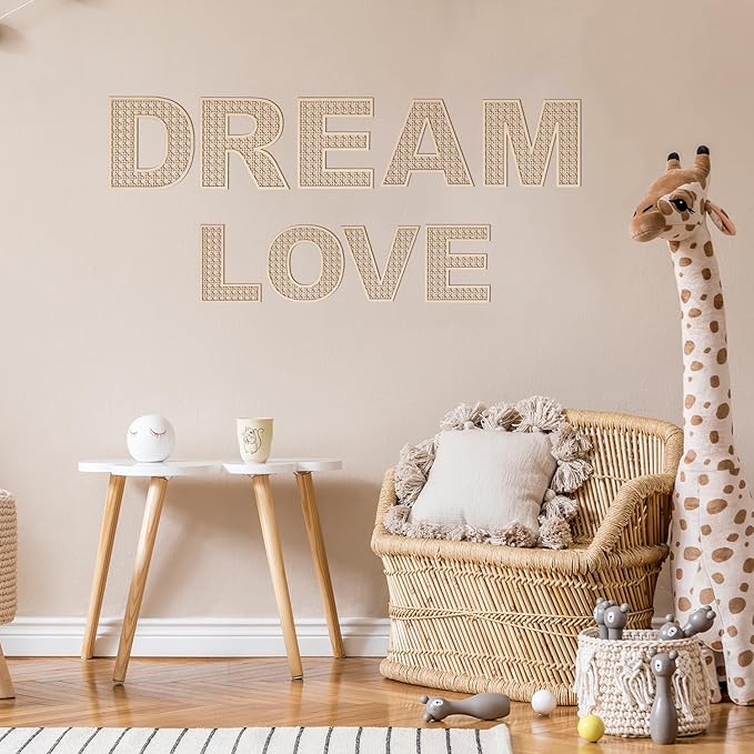 Large Boho Wooden Rattan Letters 12 inch for Nursery Decor Wood Letter G Wall Decors for Baby Girl Boy Bedroom Home Rustic Name Sign Birthday Wedding Decorative Letters