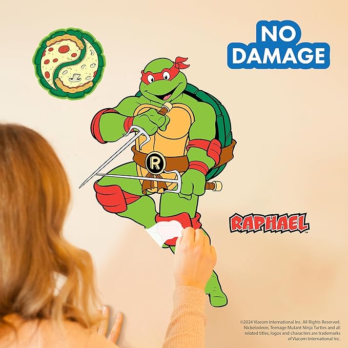 TMNT Teenage Mutant Ninja Turtles Raphael Wall Decal - 21" Raph Red Vinyl Wall Sticker Bedroom Decorations - Peel and Stick Room Decor