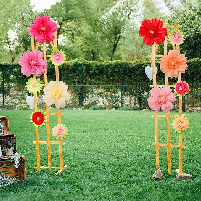 TaoBary Large Colorful Tissue Paper Flowers Giant Fiesta Paper Pom Poms Mexican Birthday Decorations for Wall Wedding Backdrop Centerpiece Party Supplies(20" and 10",Pink, Beige, Light Orange,36 Pcs)