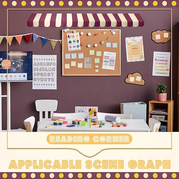 Boao 4 Pack Circus Awning Decoration 3D Stripe Cardboard Awning Carnival Wall Decor Circus Party Favors for Lemonade Stand Bakery Ice Cream Truck Bulletin Board Decor(Purple and Beige)