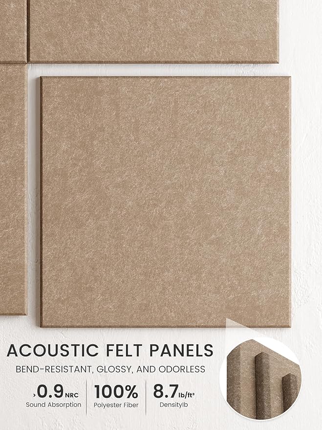Bumusty Large Cork Board 36" x 24" Alternative - 6 Pack Felt Wall Tiles with 40 Safe Removable Adhesive Tabs, 30 Pushpins, Cork Boards for Walls Pin Board Bulletin Board Office Decor (Taupe)