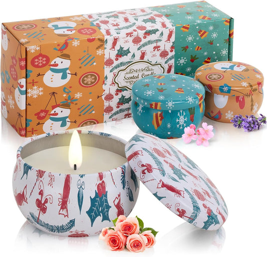 New Year's Candles Set Gift, Super Value 3 Pack 2.5 oz Aromatherapy Candles for Home Scented, Christmas Candles Gifts for Women, 3 Fragrant Scented Candles Set Can Meet Your Various Needs