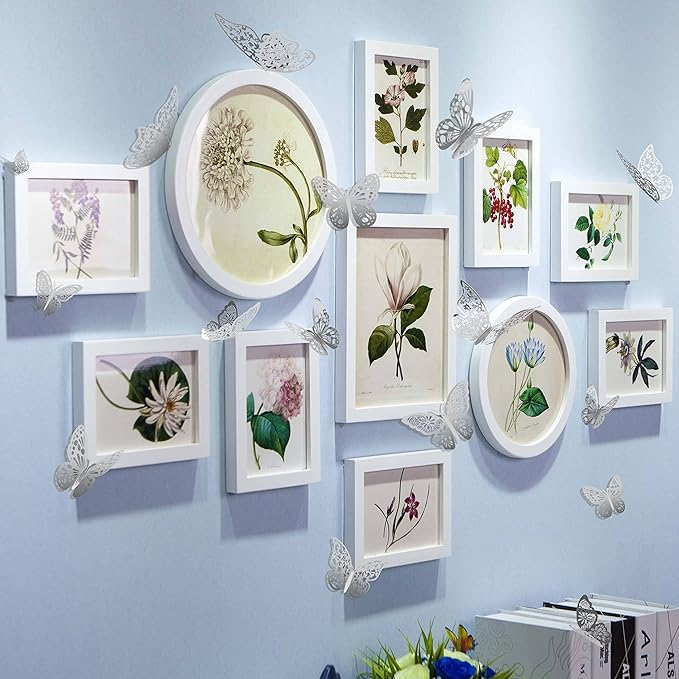 36 Pcs 3D Butterfly Wall Decor - 3 Styles, 3 Sizes, Silver - Wedding, Birthday Party, Girls Bedroom Decorations