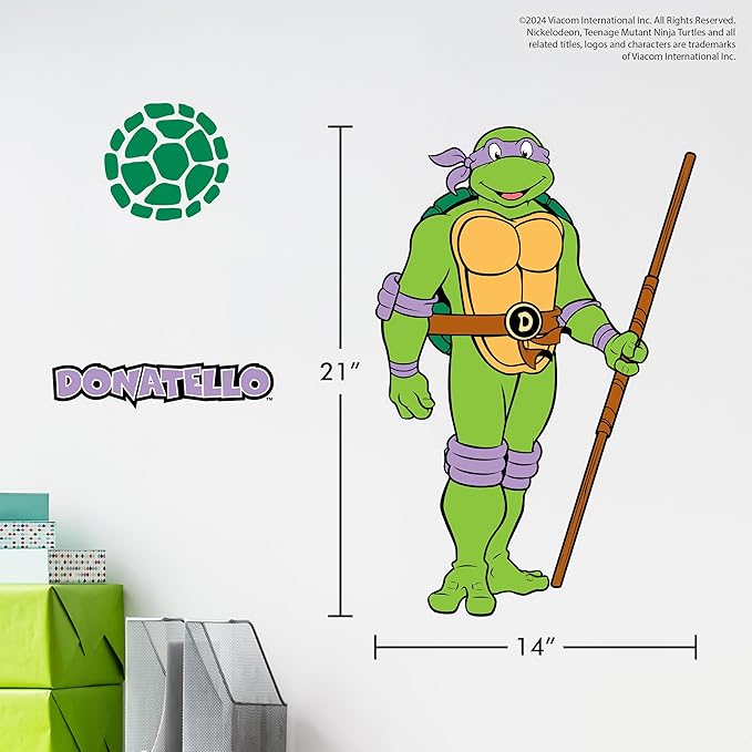 TMNT Teenage Mutant Ninja Turtles Donatello Wall Decal - 21" Donnie Purple Vinyl Wall Sticker Bedroom Decorations - Peel and Stick Room Decor