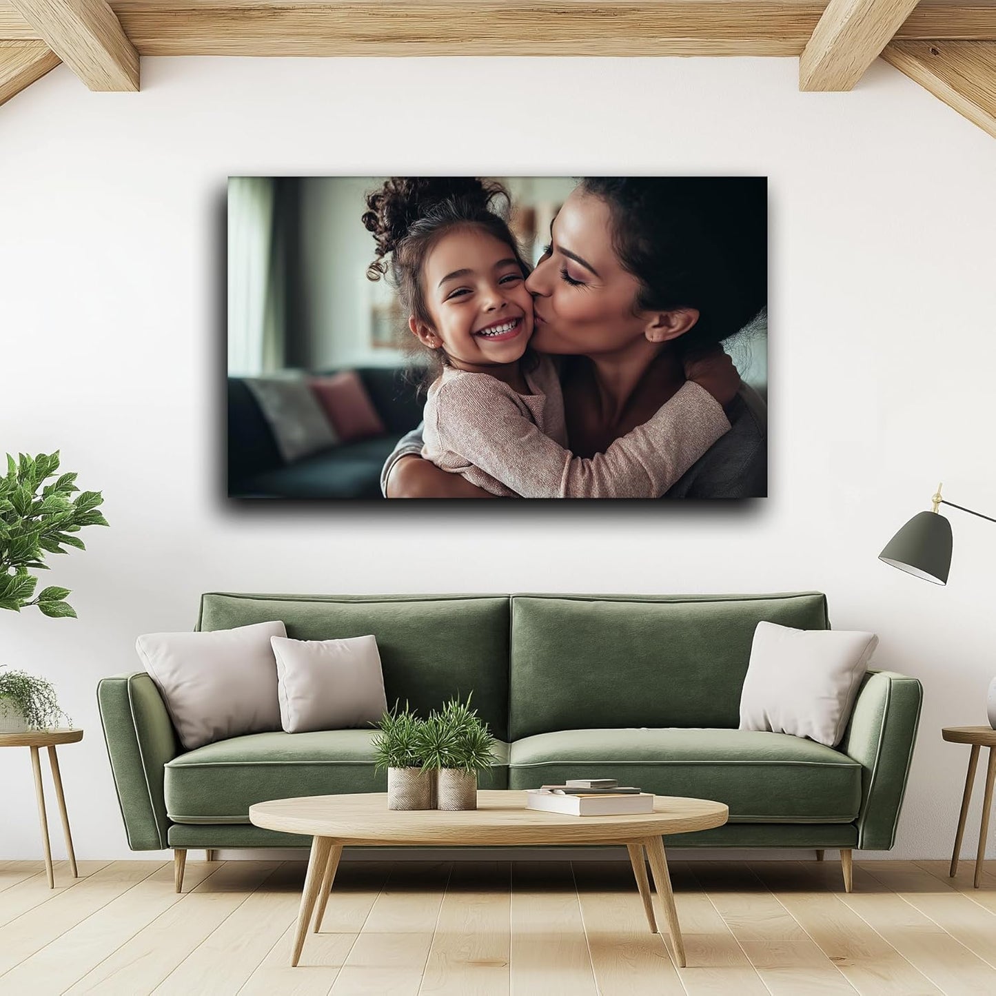 Framed Custom Canvas Wall Custom Pictures to Canvas Framed Photo Prints Wall Art Picture Canvas Customized Personalized Pictures for Couples Pet Family Kids 24x16in