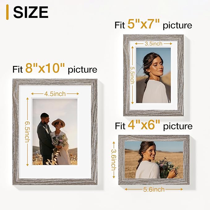Vittanly 15 Pack Picture Frames Collage Wall Decor for Mounting or Tabletop Display, Gallery Frame Set for Family, Multi Sizes Including 3pcs 8x10, 6pcs 5x7, 6pcs 4x6, Dark Grey